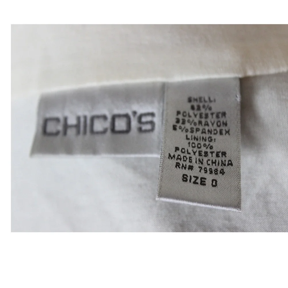 Chicos Women's Sequined Detail Full Zip Lightweight Cream Jacket Size‎ 0